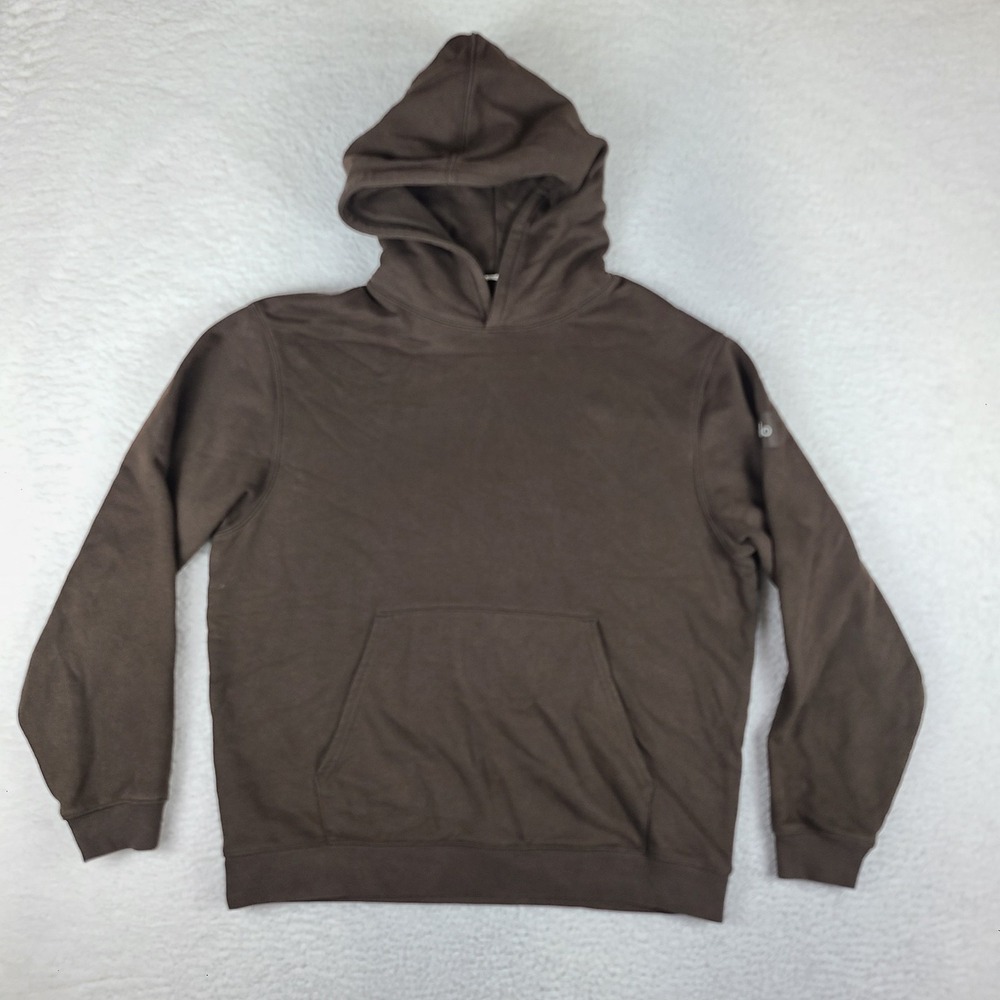 Alo Hoodie Mens Large Brown Solid Fleece Heavy Cotton